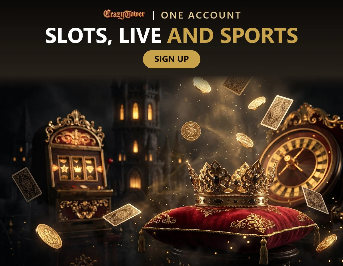 gold-crown-on-a-velvet-cushion-between-a-slot-machine-and-a-roulette-wheel-in-a-dark-gothic-hall